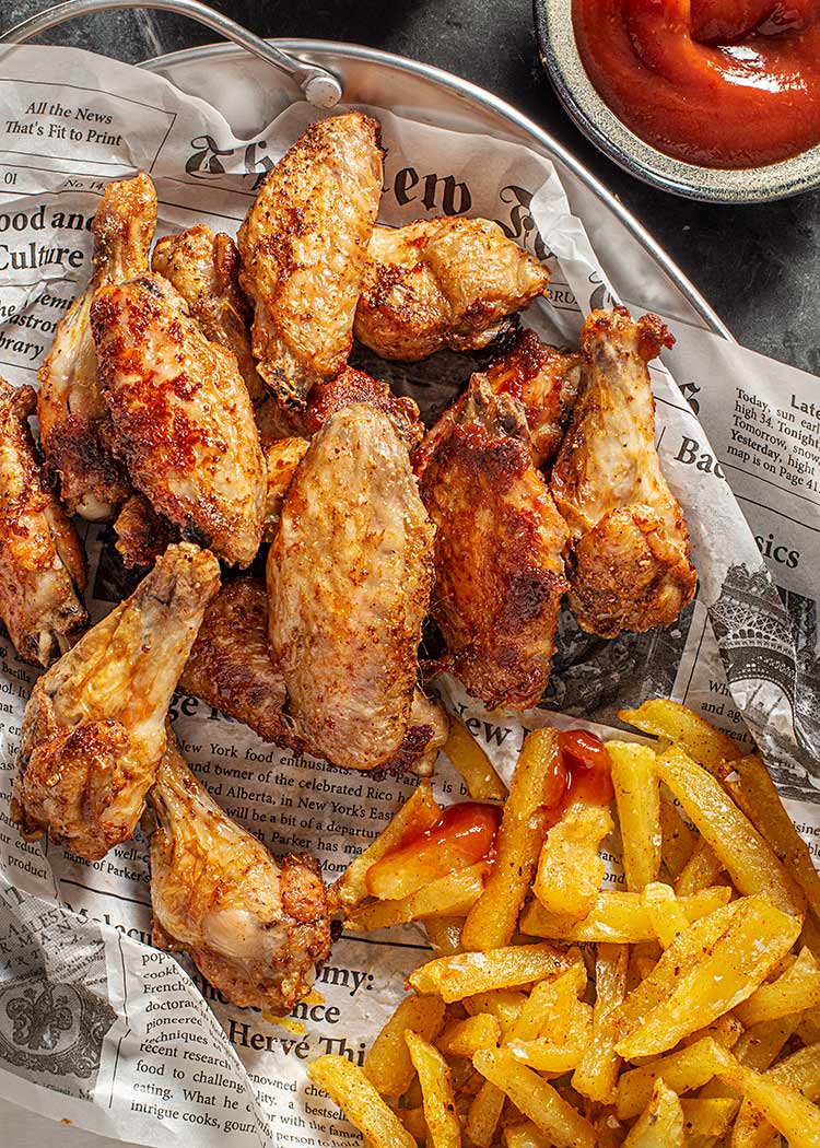 Alitas de pollo crujientes en freidora de aire (sin aceite)